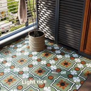 Azulejos de Porcelana Vitrificada Mate Nórdicos Modernos de 200x200, Textura Imitación Piedra, 9 mm de Grosor, Diseño de Patchwork Verde Fresco - Product Image 6