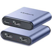 Répartiteur HDMI 4K Mindpure 1 entrée 2 sorties 4K 30Hz en aluminium avec prise en charge de l'alimentation Type-C, portée 40m
