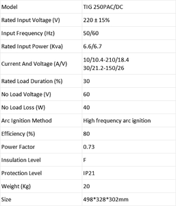 TIG-250p 220V AD/DC a impulsi AD onda quadra Argon saldatrice AD arco per 0.6mm di rame in acciaio inox alluminio - Product Image 6