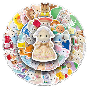51 pièces usine Offre Spéciale Kawaii <span class=keywords><strong>voiture</strong></span> autocollant étanche vinyle dessin animé calicot coton poupée autocollant - Product Image 1