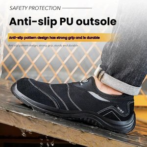 Breathable Men Work Shoes Summer Safety Shoes Lightweight Protective Sneakers Safety <b>Plastic</b> Toe Shoes Men Construction Work - Product Image 3