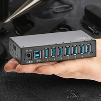 Hub USB 3.0 populaire à 7 ports en métal avec adaptateur secteur sans interrupteur – Accessoires informatiques A-173 (stock disponible)