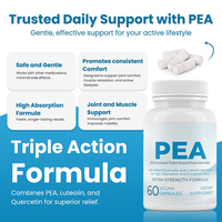 Capsules de PEA micronisées 780 mg, Palmitoyl éthanolamide avec Quercétine et Lutéoline, complément végétalien triple action, 60 unités