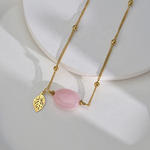 Colliers pendentifs en acier inoxydable plaqué or 18 carats Boho bon marché et à la mode Colliers élégants en pierres naturelles étanches Bijoux - Product Image 5