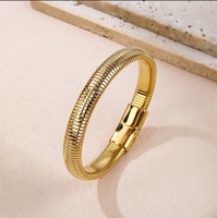 Bracelet chaîne serpent en acier inoxydable unisexe, largeur 10 mm, 22 cm, bracelet à maillons tendance, fermoir magnétique, plaqué or 18 carats, vente en gros