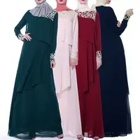 Pakaian Muslim Model Terbaru, Pakaian Muslim Turki Elegan 5 Warna Sifon Anti-keriput, Jahitan Renda