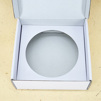 Caja de Envío Plana Plegable de una Pieza con Ranura Circular, Sin Imprimir, Blanca, de Cartón Corrugado para Juego de Regalo de Frascos de Cosméticos