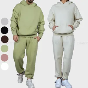 New Fashion Pure Color 400 Gsm Sportswear 60% Cotton / 40% Polyester Sweatpants And Unisex Baggy Hoodie Sets Jogging Tracksuit