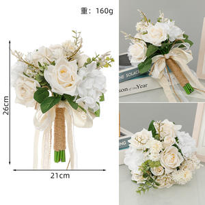 Bouquets de mariage de Roses artificielles <span class=keywords><strong>Champagne</strong></span> blanc pour la mariée et les demoiselles d'honneur Tissu Décoration de mariage de Noël et de remise des diplômes - Product Image 6