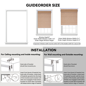 Custom Size Cordless Bamboo <strong>Roller</strong> Shades Natural Woven <strong>Wood</strong> <strong>Blinds</strong> Light Filtering Privacy Window Treatment - Product Image 2