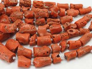 Perles de corail rouge italien naturel poli, forme tube irrégulière, brin de 8 pouces, 10-15 mm environ, certifiées par un tiers PMEGEMSBEADS - Product Image 4