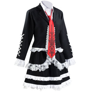 Costume de cosplay Danganronpa Serethia Rodenbeck, robe noire et blanche avec cravate rouge, tenue de jeu de rôle anime - Product Image 2