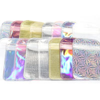 Sacs à fermeture éclair auto-adhésifs à paillettes laser, emballage coloré en PET pour boucles d'oreilles, accessoires pour cheveux, maquillage et cadeaux