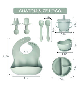 फूड ग्रेड सिलिकॉन टॉडलर टेबलवेयर बच्चों के टेबलवेयर फीडिंग फूड एब्जॉर्बेंट बेबी बिब ट्रे बाउल फोर्क बेबी फीडिंग सेट - Product Image 6