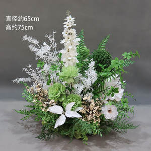 Nouvelle Arrivée : Boule Florale Artificielle Mori Vintage, Fleurs Blanches sur <span class=keywords><strong>Fond</strong></span> Vert, pour Scène de Mariage, Motif Chemin de Soie, en Pot - Product Image 5