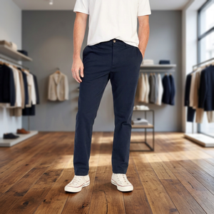 Pantalon Chino Homme Taille Mi-Haute Respirant Mi-Lourd Coupe Slim Droite Style Décontracté Fermeture Éclair Coton/Spandex Écologique – Grande Vente - Product Image 3