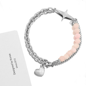 Hot Selling Simple Popular Design Spliced Pink <b>Bead</b> Alloy Chain <b>Bracelet</b> Sweet Women's Cross <b>Bracelets</b> Fashion Jewelry Wholesale - Product Image 2