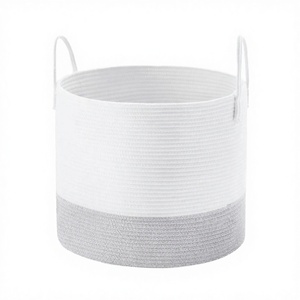Household Clutter <b>Basket</b> Cat Ear Chair Side Storage Foldable Multifunction Coiled Rope Cotton Jute <b>Lidded</b> Toys Living Room - Product Image 3