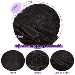 Venta al por mayor de pelucas afro rizadas cortas de colores mezclados con flequillo para mujeres negras fibra sintética resistente al calor Pelo Rizado Jerry - Product Image 3