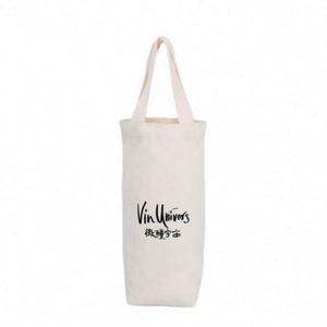 Printable Logo <b>Canvas</b> Wine Bag Single Bottle <b>Round</b> Bottom Handle Pure Cotton <b>Canvas</b> Wine Bag - Product Image 5