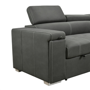 Modern 2 in 1 Convertible Sofa <strong>Bed</strong> with Let Out <strong>Bed</strong> Chaise <strong>Lounge</strong> L Shaped <strong>Couches</strong> with Storage Ottoman Adjustable Headrest - Product Image 2