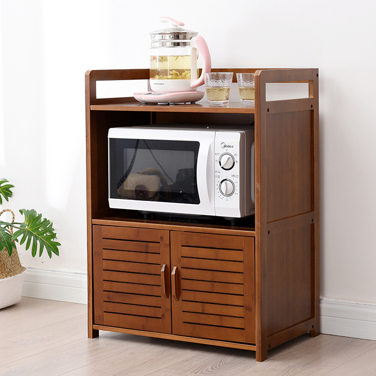 Фабричный Многофункциональный бамбуковый шкаф для хранения микроволновой печи, вместительный Настольный кухонный многоуровневый шкаф