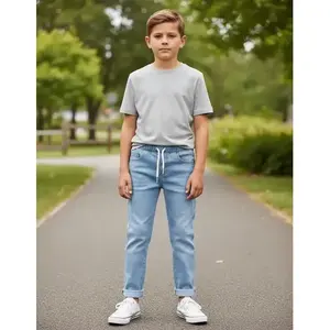 กางเกงยีนส์เด็กทรงตรงเอวกลาง ระบายอากาศได้ดี สีอ่อน 5 กระเป๋า ยี่ห้อ Adrenaline Boys - Product Image 1