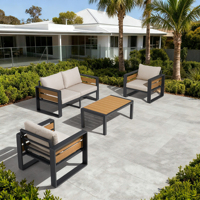 Ensemble de canapés d'extérieur modernes en aluminium Richard pour 1 à 7 personnes, idéal pour patio, balcon, cour, parc, appartement, salon ou hôtel