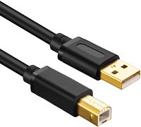 Kabel USB 2.0 Hitam Kecepatan Tinggi untuk Printer, Tipe A ke B Male, Dual Shield, Sinkronisasi Data, Pemindaian