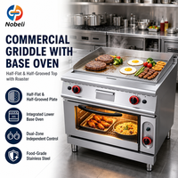 Plaque de cuisson professionnelle à gaz avec four, en acier inoxydable, gril à surface plate, économie d'énergie, réduction du bruit, GPL pour restaurant