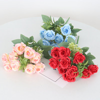 Künstliche Seiden rosen 10 kleine Trauben 3D-gedruckte langlebige Braut strauß Valentinstag Hochzeit Home Decoration