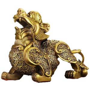รูปปั้นทองแดงคู่ที่กำหนดเองด้วยเทคนิคการหล่อในรูปแบบฮวงจุ้ยจีนแบบดั้งเดิมของตกแต่งบ้าน - Product Image 2