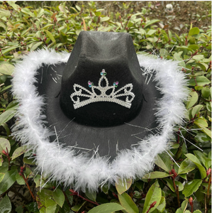 Chapeau de <span class=keywords><strong>cowboy</strong></span> en feutre de laine rose lumineux de style occidental pour adultes chapeaux de cowgirl avec couronne pour femmes cadeaux de fête de mariage pour femmes vente en gros - Product Image 6