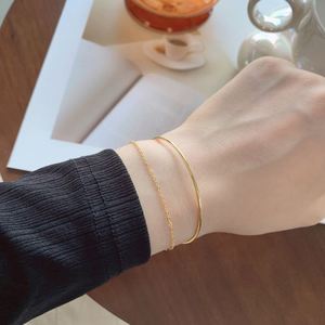 Dylam in Stock No Moq Minimalist Design Rhodium 18K Gold Plated 925 Sterling <b>Silver</b> Layer Link Chain <b>Bracelets</b> & <b>Bangle</b> - Product Image 3