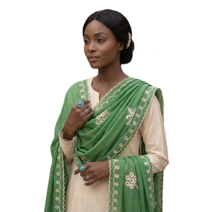 Écharpe en voile de coton pour femme, motif floral brodé de strass, légère, respirante et douce, vente en gros, OEM ODM personnalisé - Product Image 3
