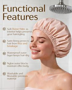 <span class=keywords><strong>Bonnet</strong></span> <span class=keywords><strong>de</strong></span> douche doublé en satin <span class=keywords><strong>pour</strong></span> femmes, réutilisable, imperméable, grand <span class=keywords><strong>bonnet</strong></span> <span class=keywords><strong>de</strong></span> <span class=keywords><strong>bain</strong></span> avec bande élastique douce, bonnets <span class=keywords><strong>de</strong></span> protection capillaire <span class=keywords><strong>de</strong></span> luxe (rose) - Product Image 4
