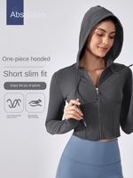 Veste de yoga pour femme 2025, coupe classique, manches longues, à capuche, avec cordon de serrage, logo sur le devant, infroissable, en Spandex/Nylon, pour sports de plein air