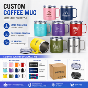 Taza Aislada de Acero Inoxidable con Recubrimiento <span class=keywords><strong>en</strong></span> <span class=keywords><strong>Polvo</strong></span> de 14 oz, Personalizada OEM/ODM, con Asa, Admite Grabado Láser, Serigrafía e Impresión UV de Logotipo - Product Image 2