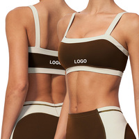 Soutien-gorge de sport pour femme FWX2567 en nylon et élasthanne, effet seconde peau, avec bretelles contrastantes, coussinets amovibles et sangles très élastiques, idéal pour le Pilates