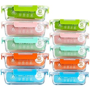 Pielock Stackable High Borosilicate Glass Food Storage Containers With Wood Lids Rectangular
