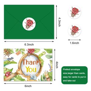 Biglietto di ringraziamento fai <span class=keywords><strong>da</strong></span> te con coccinella verde acquerello, biglietto di auguri di compleanno scritto a mano con busta - Product Image 3