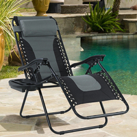 Fauteuil inclinable réglable pour l'intérieur Chaise longue portable zéro gravité pour la piscine, le camping, la plage, la pelouse et le tissu pliant