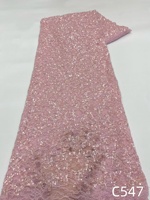 NI.AI Nouveau design Tissu en dentelle à sequins brillants, Tissu en dentelle à grandes paillettes, Tissu en dentelle pour robe de mariée avec sequins