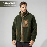 Veste polaire ample et chaude pour homme, col montant, blocs de couleur, manteau d'hiver décontracté