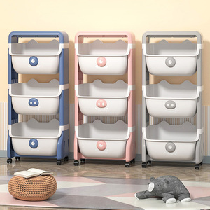 Organiseurs de rangement en plastique colorés à 4 niveaux <span class=keywords><strong>pour</strong></span> <span class=keywords><strong>jouets</strong></span> d'enfants, étagère sur roulettes, type autoportant, étagère de salon - Product Image 5