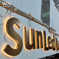 Lettres de canal rétroéclairées en acrylique noir sur mesure, fabriquées directement en usine, avec halo LED, pour l'affichage en devanture de magasin