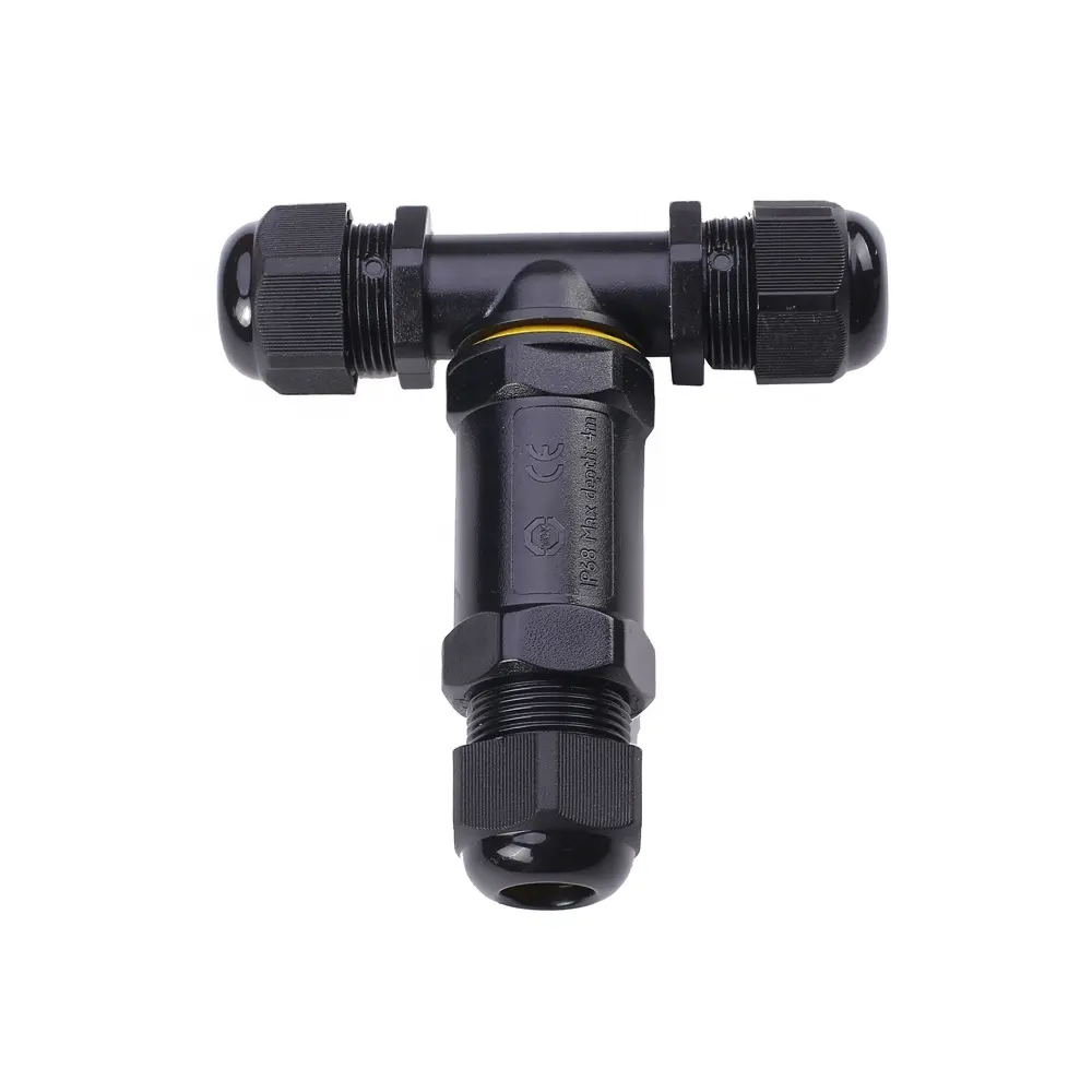 IP68 T Type Combined Outdoor Underground M25 Waterproof Electrical Cable Connector for LED Light