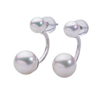 Boucles d'oreilles en perles d'eau douce naturelles blanches Moon Ash, fabriquées avec soin en argent S925