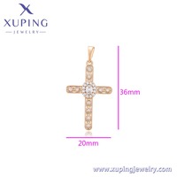 X000716910 Bijoux XUPING Plaqué Or 18K Zircone Cubique Synthétique Sertie de Pierres Grand Pendentif Croix à la Mode