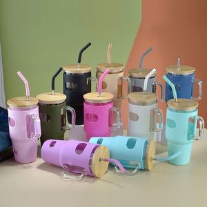 32oz Glass Car <b>Mug</b> With Handle and Silicone Sleeve for Office to Car Transition - Product Image 1